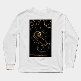 Ace Of Pentacles - Tarot Card Print - Minor Arcana Long Sleeve T-Shirt